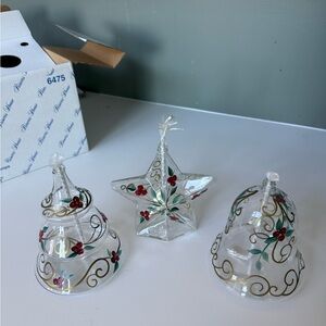 Princess House Christmas Oil Lamps Set of 3 Tree, Bell & Star #6475